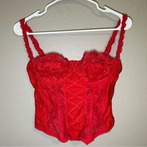 Lady Marlene vintage red lace corset bustier top women’s size 38B